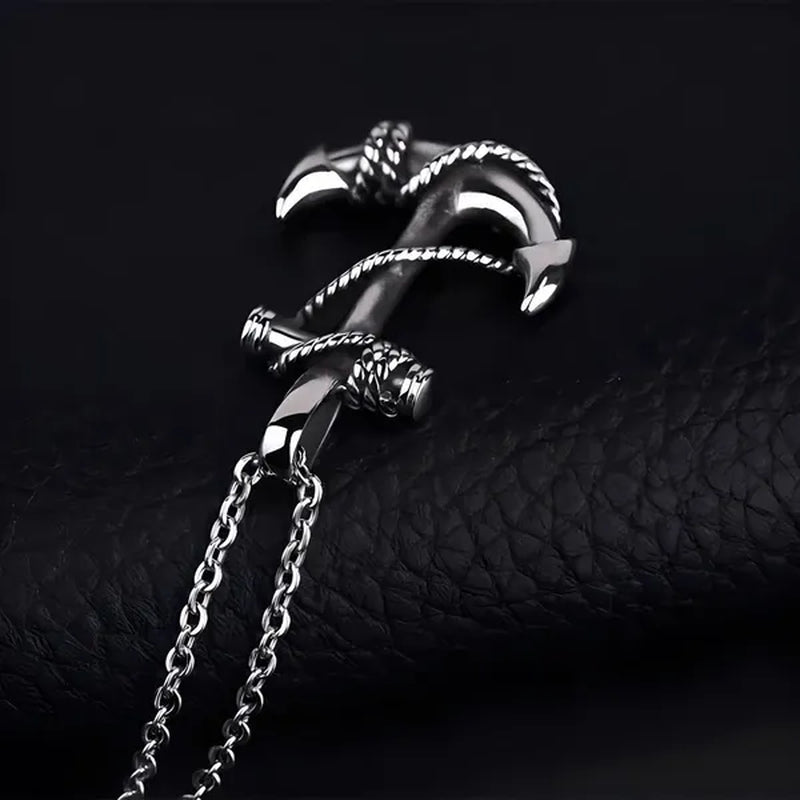 Tone Anchor Pendant Necklace Silver Plated Infinity Jewelry Anchor Men Fashion Design Simple Anchor