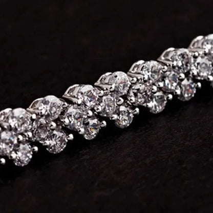 European and American Fashion Roman Style Women's Zircon Bracelet Shiny Zircon Wedding Engagement Bracelet Valentine's Day Anniversary Gift Birthday Party Jewelry - WORLD TIME VISITS