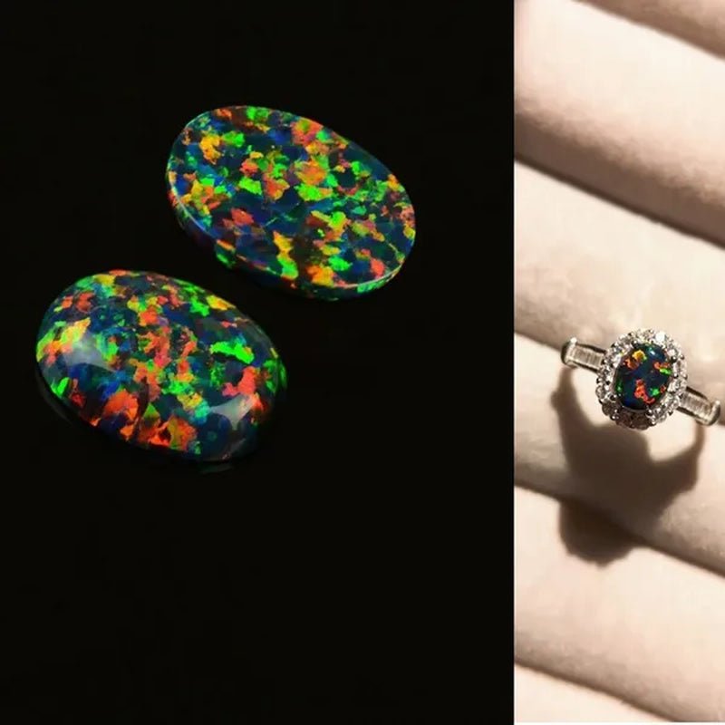 AAAAA BLACK MIX OPAL Gem OVAL Cabochon Cut 8X10mm VVS Loose Gemstone DIY Precious Stones - WORLD TIME VISITS
