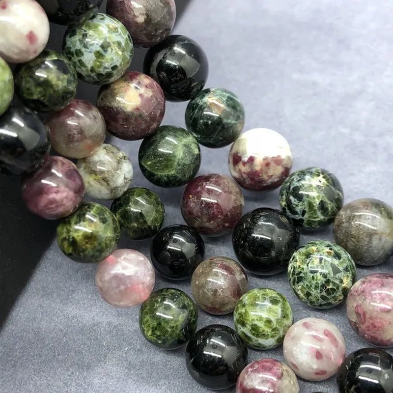 AAAAA Green Tourmaline Beads 6-12Mm round Natural Loose Stone Zeuxite Bracelet