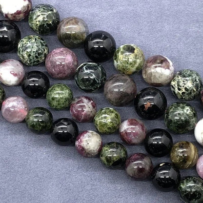 AAAAA Green Tourmaline Beads 6 - 12Mm round Natural Loose Stone Zeuxite Bracelet - WORLD TIME VISITS