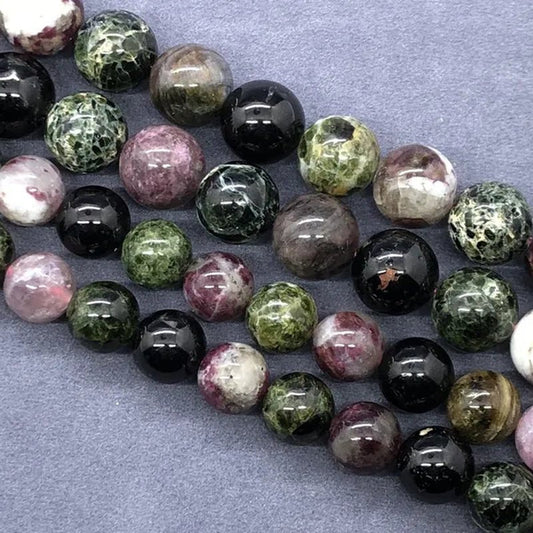 AAAAA Green Tourmaline Beads 6 - 12Mm round Natural Loose Stone Zeuxite Bracelet - WORLD TIME VISITS