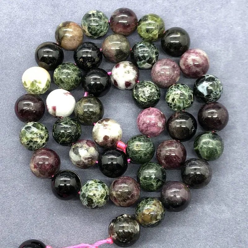 AAAAA Green Tourmaline Beads 6 - 12Mm round Natural Loose Stone Zeuxite Bracelet - WORLD TIME VISITS