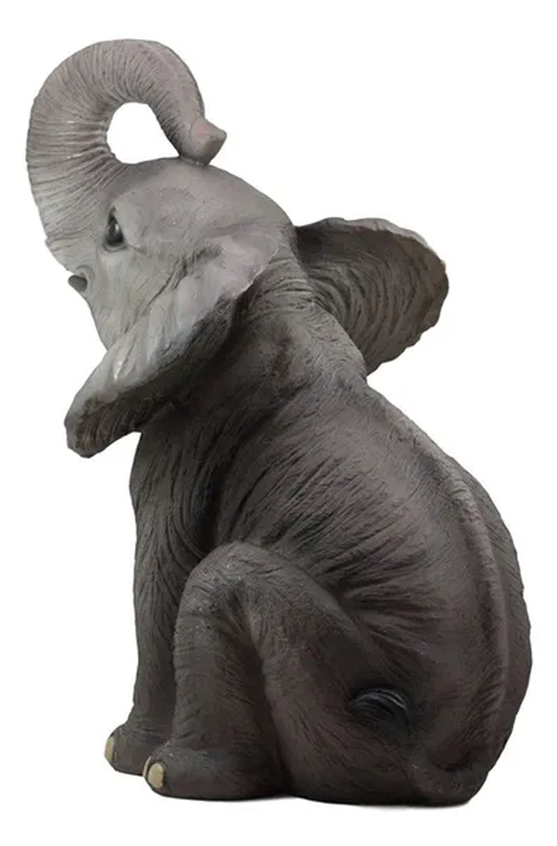 Ebros Ruby The Elephant Sitting Pretty with Trunk Up Large Statue 17" Tall Circus Carnival Elephants Fortune Feng Shui Good Luck Figurine Home Decor Sculpture