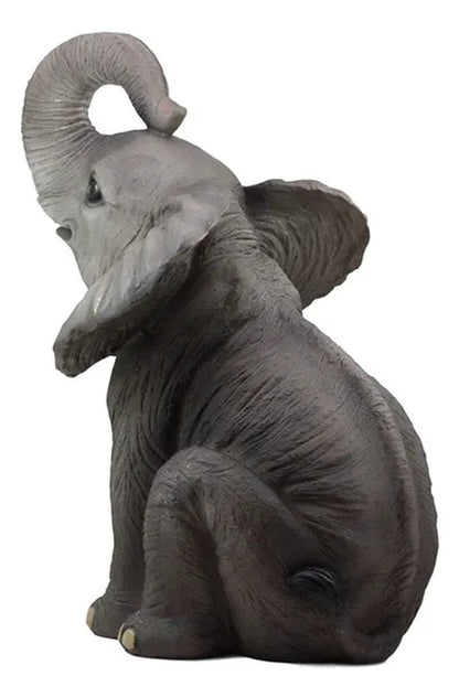 Ebros Ruby The Elephant Sitting Pretty with Trunk Up Large Statue 17" Tall Circus Carnival Elephants Fortune Feng Shui Good Luck Figurine Home Decor Sculpture