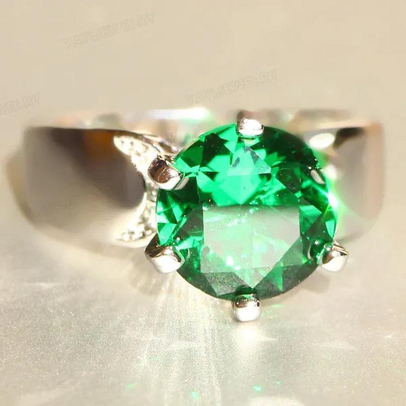 Luxury  Silver Natural Gemstones White Sapphire Birthstone Bride Wedding Engagement Multilayer Crown Ring Size 6 7 8 9 10