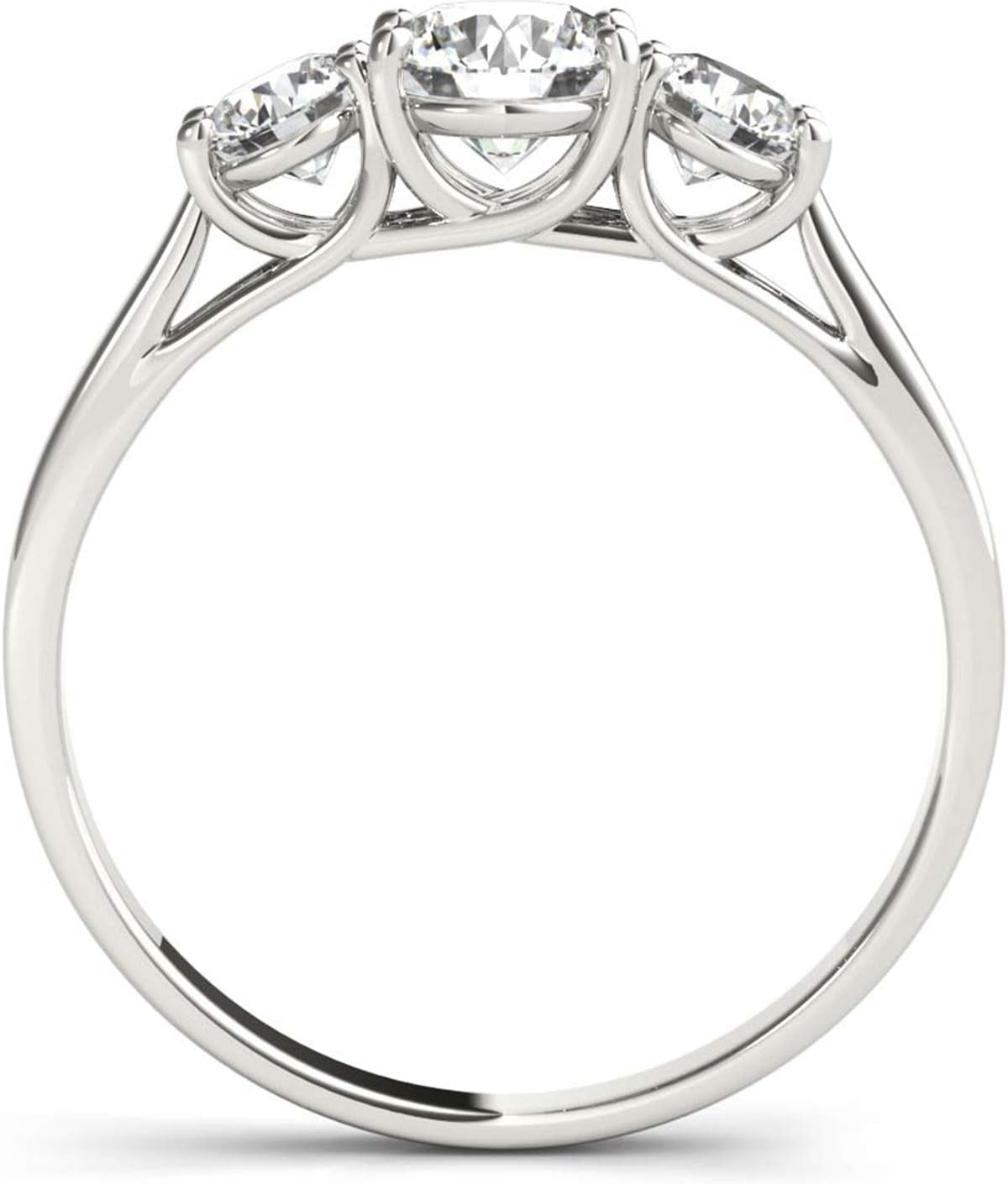14K White Gold Lab-Grown Diamond 3 Stone Wedding Engagement Ring (1.00 Cttw, I-J Color, VS2-SI1 Clarity)