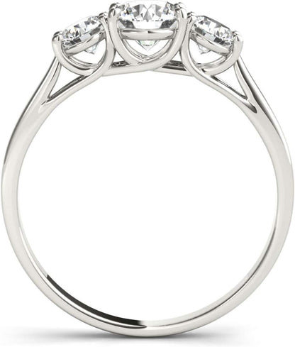 14K White Gold Lab-Grown Diamond 3 Stone Wedding Engagement Ring (1.00 Cttw, I-J Color, VS2-SI1 Clarity)