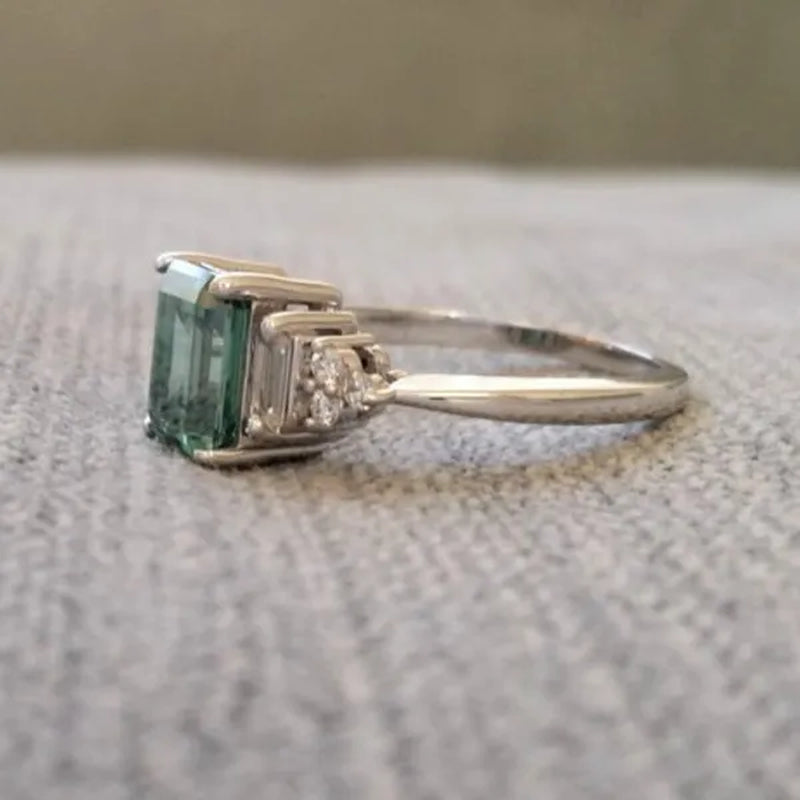 Classic Silver Color Delicate Blue Zircon Women'S Ring Anniversary Christmas Gift Beach Party Jewelry Size 6-11 Bague Femme