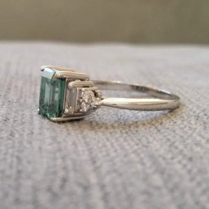 Classic Silver Color Delicate Blue Zircon Women'S Ring Anniversary Christmas Gift Beach Party Jewelry Size 6-11 Bague Femme