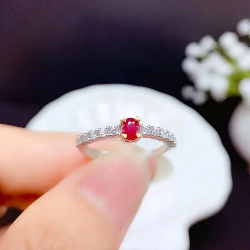 CoLife Jewelry 3mm * 4mm Natural Ruby Ring for Daily Wear 100% Natural Ruby Silver Ring 925 Silver Ruby Jewelry