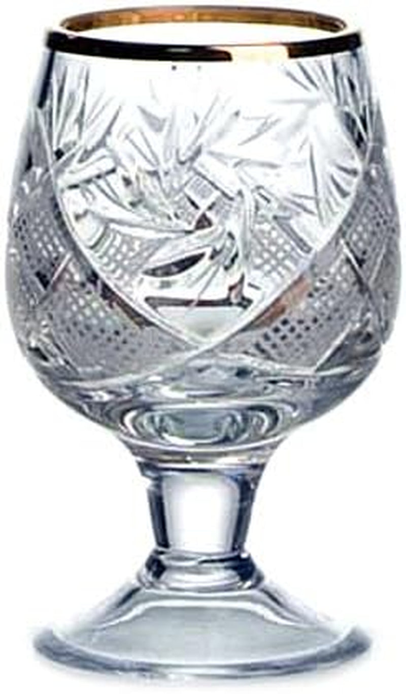 Set of 6  Glassworks, 1.7-Oz Gold Rim Vintage Russian Crystal Shot Glasses