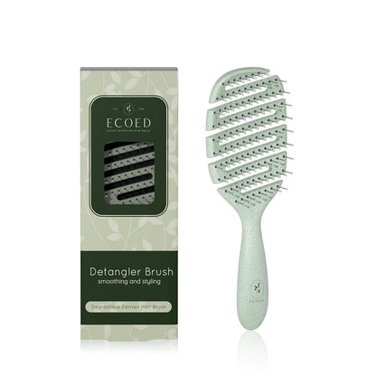 Detangler Hairbrush, Vented Detangling Brush for Curly, Thick, and Straight Hair, Dry and Wet, Quick Smoothing for Women and Men, Eco-Friendly & Sustainable Material (Green)
