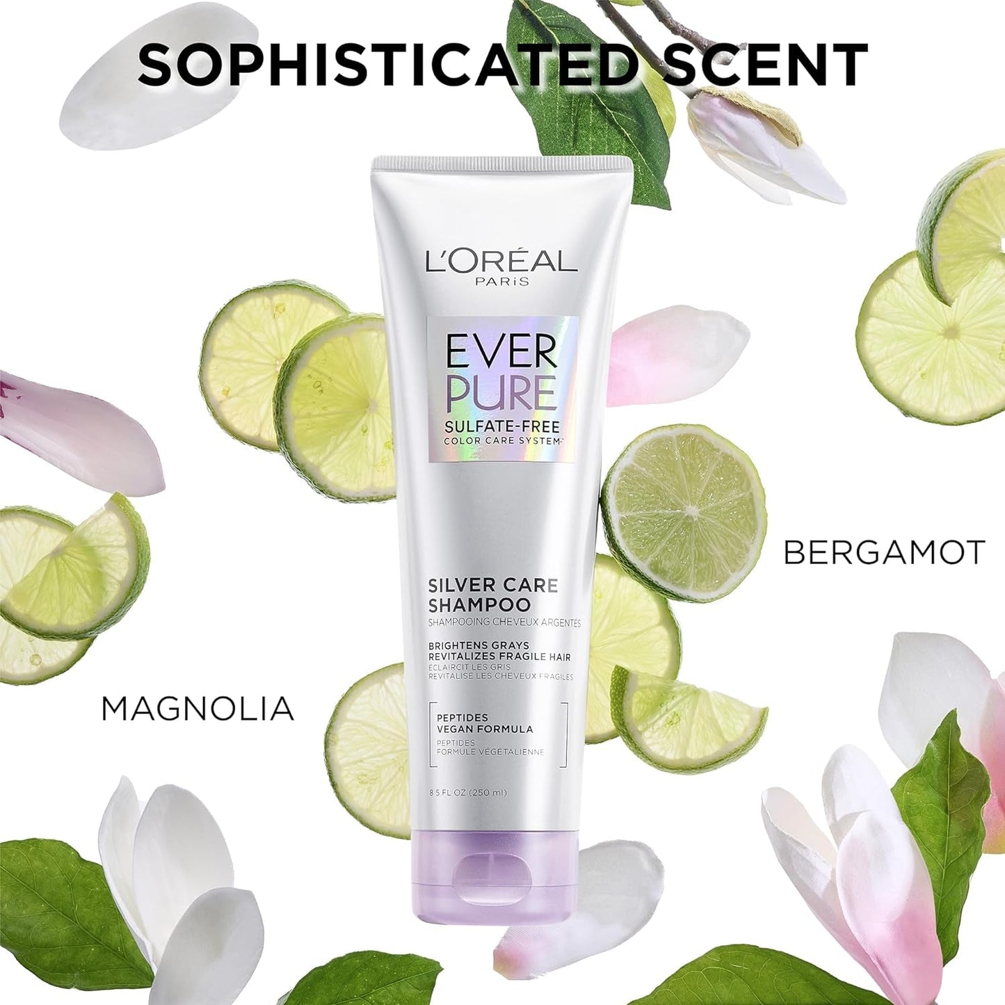 Everpure Brightening and Nourishing Shampoo for Gray Hair, Sulfate-Free Vegan Formula with Peptides, 8.5 Fl Oz