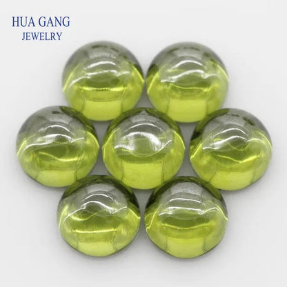 Peridot Cubic Zirconia Stone round Shape Cabochon Cut Flat Back Loose CZ Stone Synthetic Gems for Jewelry 4Mm 6Mm - WORLD TIME VISITS