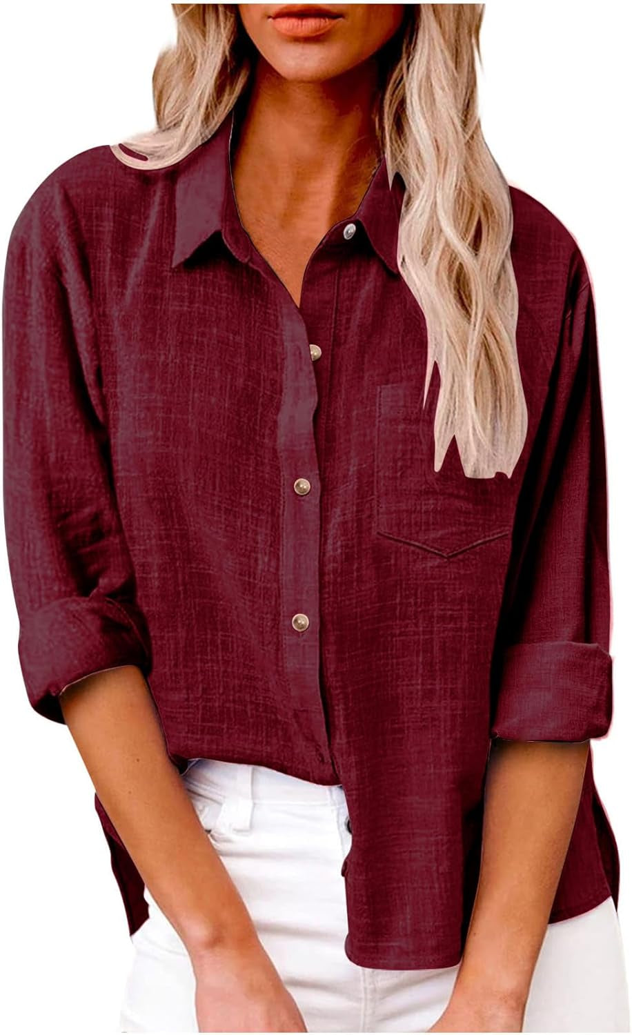 Women Cotton Linen Summer Tops Button down Shirts Dressy Causal Long Sleeve Gauze Blouses Trendy Boho Clothes 2024 - WORLD TIME VISITS