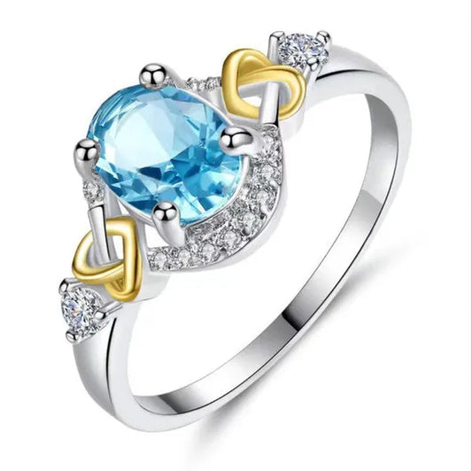 Fashion Wedding Bride Oval Cut Rainbow Blue Topaz Sapphire Ruby Gemstone Jewelry Ring - WORLD TIME VISITS