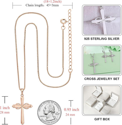 Infinity Cross Necklace for Women 925 Sterling Silver Polished Cross Pendant Crucifix Jewelry Gifts
