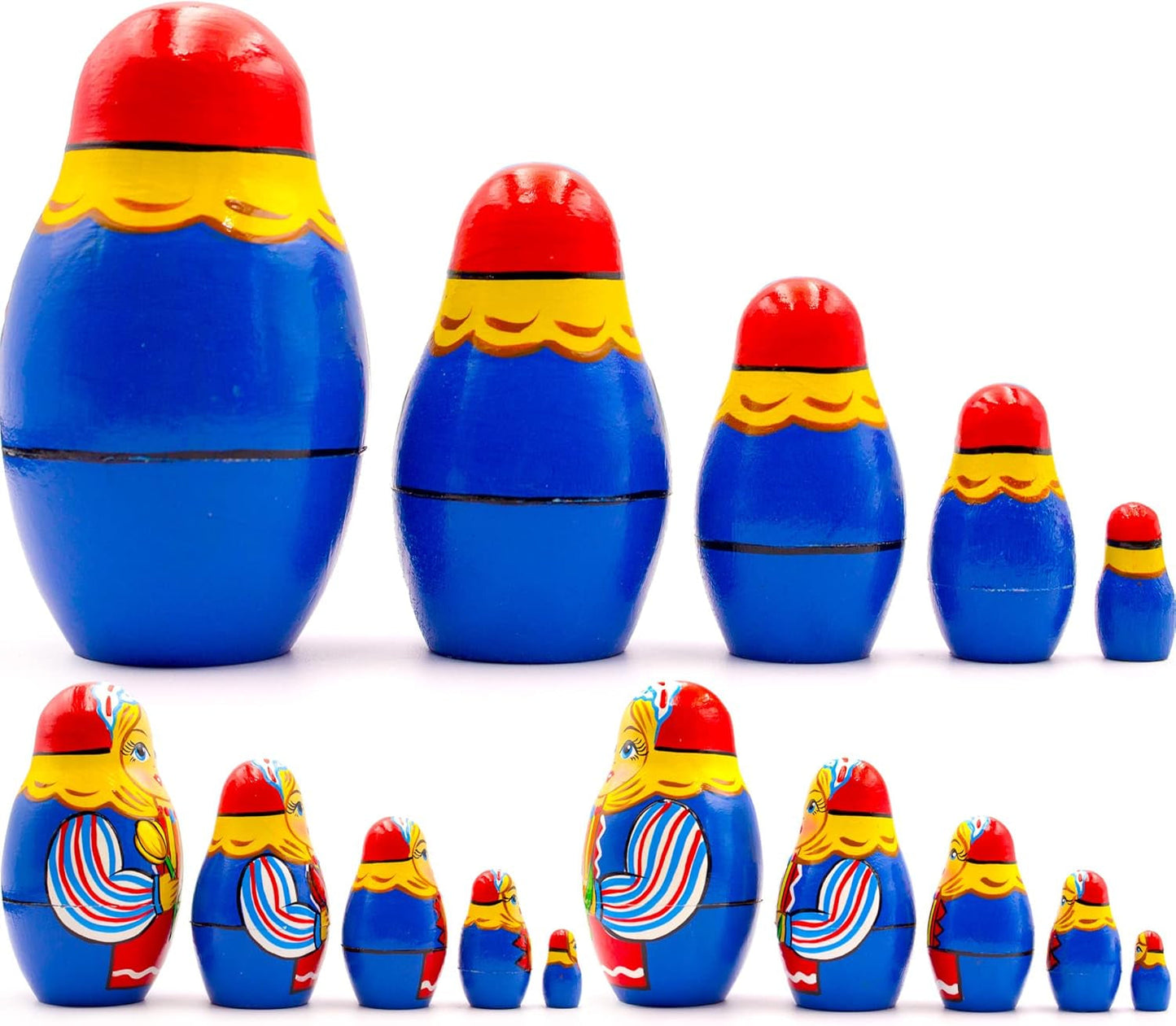 Russian Nesting Dolls Set of 5 Pcs - Russian Doll in Traditional Dutch Folk Dress with Tulips - Wooden Matryoshka in Dutch National Costume - WORLD TIME VISITS