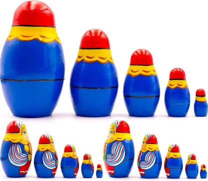 Russian Nesting Dolls Set of 5 Pcs - Russian Doll in Traditional Dutch Folk Dress with Tulips - Wooden Matryoshka in Dutch National Costume - WORLD TIME VISITS