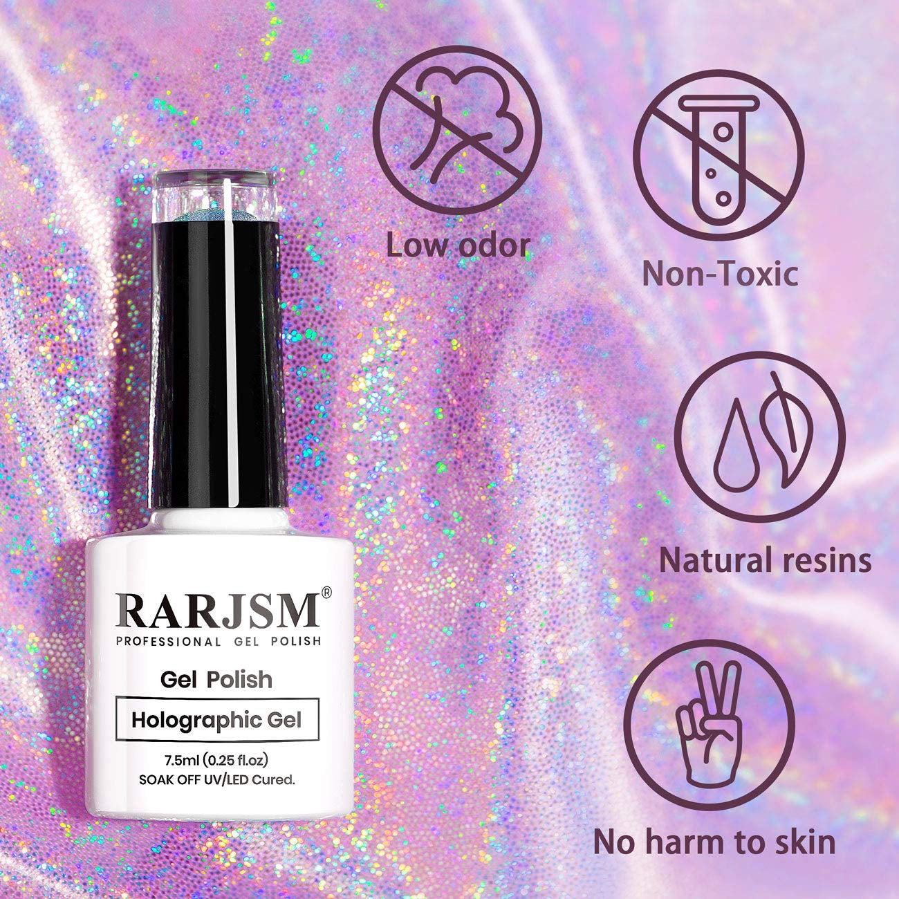 Holographic Nail Polish Rose Gold Gel Nail Polish with Mermaid Unicorn Effect Glitter Gel Nail Polish RAR73 Suitable for Spring Summer