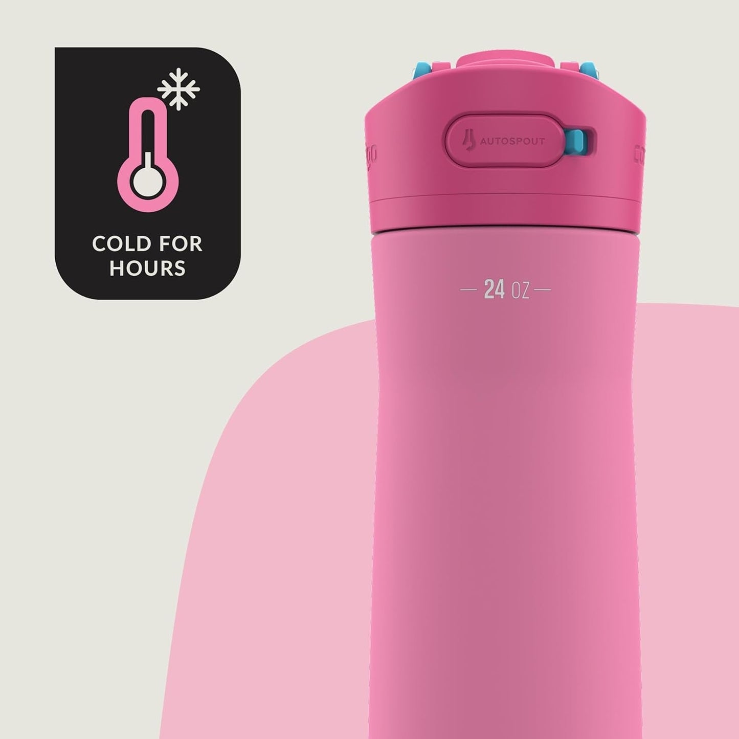Ashland Chill 2.0 Stainless Steel Water Bottle with AUTOSPOUT Lid, 24 Oz, Azalea