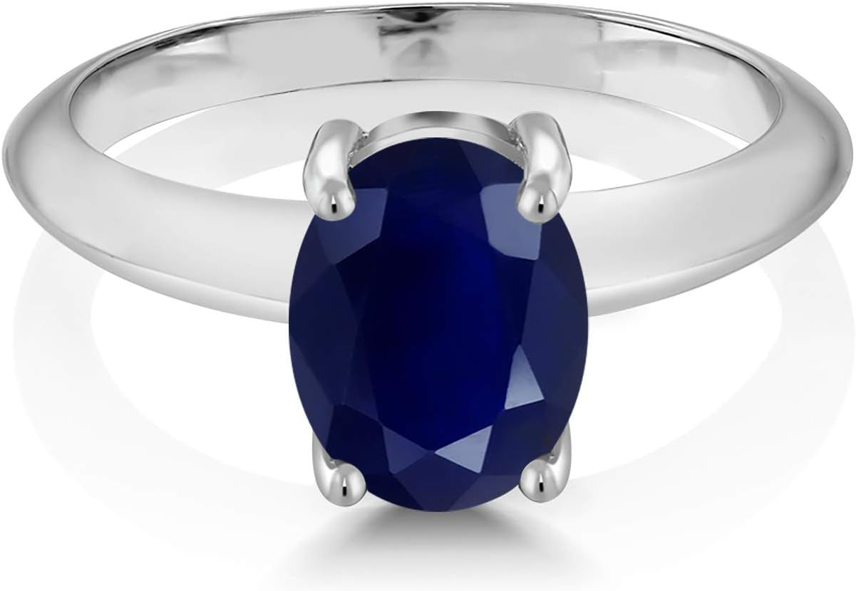 925 Sterling Silver 9X7MM Oval Gemstone Birthstone Solitaire Engagement Ring | Wedding Engagement Anniversary Promise Ring for Women | Available in Size 5, 6, 7, 8, 9 - WORLD TIME VISITS