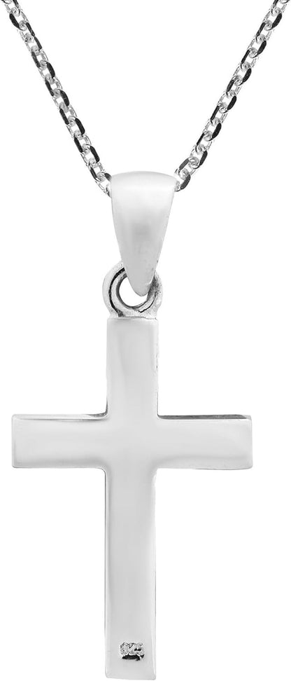 Spiritual Cross of Faith Inlaid White Mother of Pearl .925 Sterling Silver Pendant Necklace | Religous Necklace Jewelry for Women | Jewelry Gift