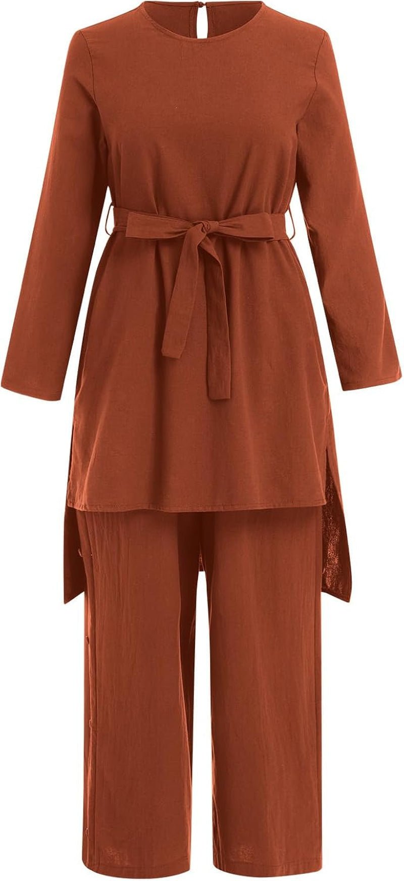 Abayas Dress for Women Muslim Long Sleeve Loose Top Pants 2 Pcs Dubai Islamic Muslim Women Matching Sets