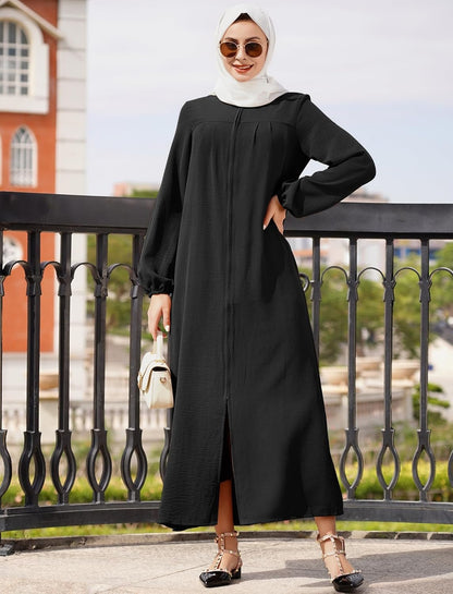 Abayas for Women Muslim Dress Prayer Clothes Zipper Maxi Long Robe Kaftan Dresses Islamic Dubai Loose Abaya Dress