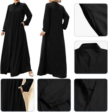 Abayas for Women Muslim Dress Prayer Clothes Zipper Maxi Long Robe Kaftan Dresses Islamic Dubai Loose Abaya Dress