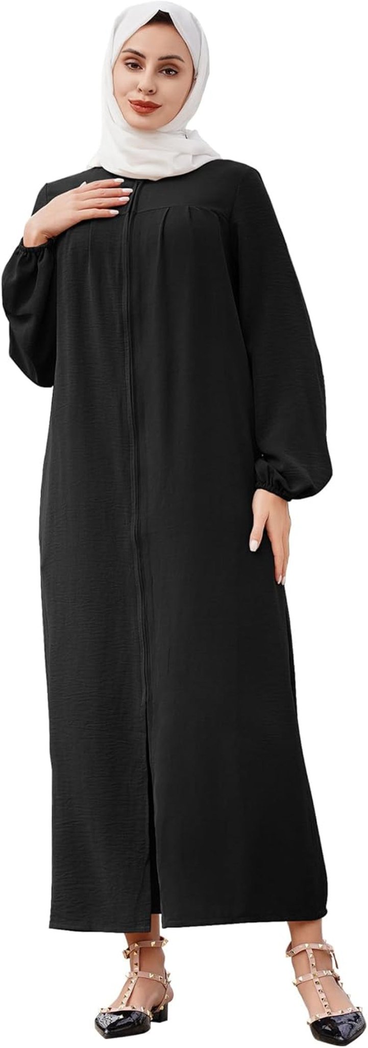 Abayas for Women Muslim Dress Prayer Clothes Zipper Maxi Long Robe Kaftan Dresses Islamic Dubai Loose Abaya Dress - WORLD TIME VISITS