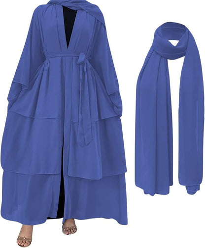 Abayas for Women Muslim Dubai Dress Solid Loose Fit Long Cardigan Islamic Kaftan Robe Open Front Maxi Length - WORLD TIME VISITS