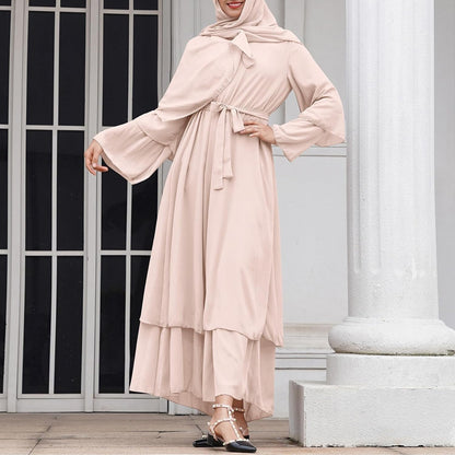 Abayas Muslim Dress for Women Long Sleeve Islamic Abaya Eid Dubai Kaftan Dresses Middle East Prayer Dress Chiffon Robe