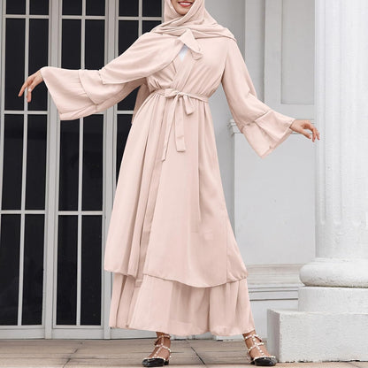 Abayas Muslim Dress for Women Long Sleeve Islamic Abaya Eid Dubai Kaftan Dresses Middle East Prayer Dress Chiffon Robe