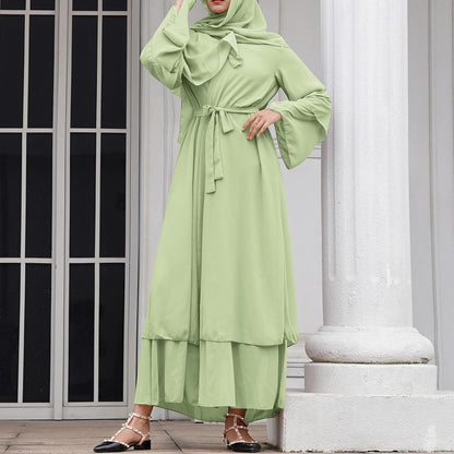 Abayas Muslim Dress for Women Long Sleeve Islamic Abaya Eid Dubai Kaftan Dresses Middle East Prayer Dress Chiffon Robe