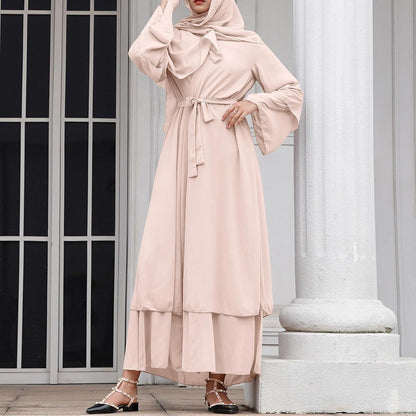 Abayas Muslim Dress for Women Long Sleeve Islamic Abaya Eid Dubai Kaftan Dresses Middle East Prayer Dress Chiffon Robe