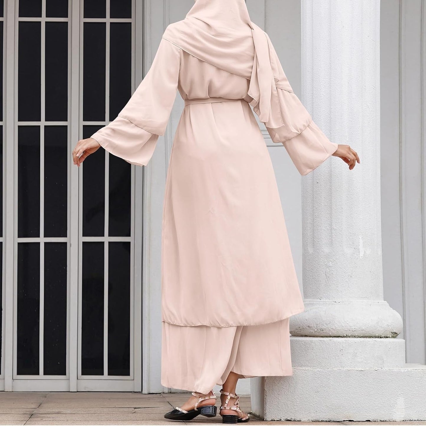 Abayas Muslim Dress for Women Long Sleeve Islamic Abaya Eid Dubai Kaftan Dresses Middle East Prayer Dress Chiffon Robe
