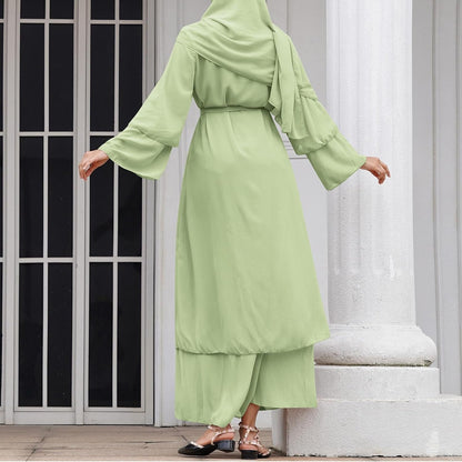 Abayas Muslim Dress for Women Long Sleeve Islamic Abaya Eid Dubai Kaftan Dresses Middle East Prayer Dress Chiffon Robe