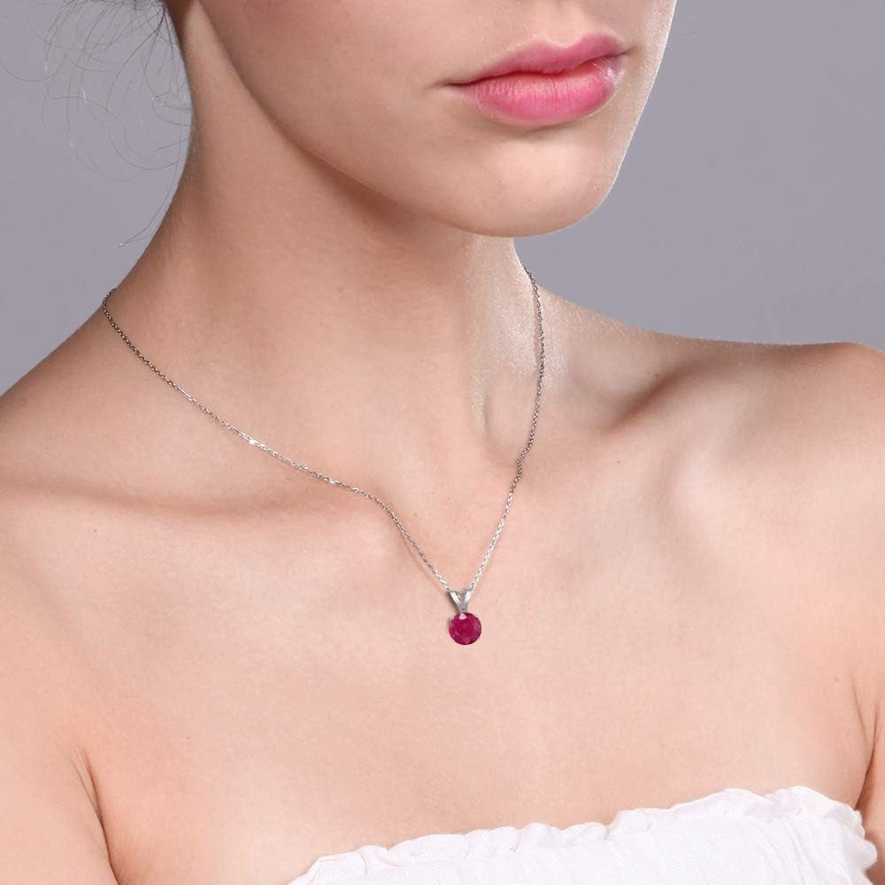 14K Yellow Gold 5MM round Gemstone Birthstone Pendant Necklace | Gold Necklace for Women | with 18 Inch Gold Chain