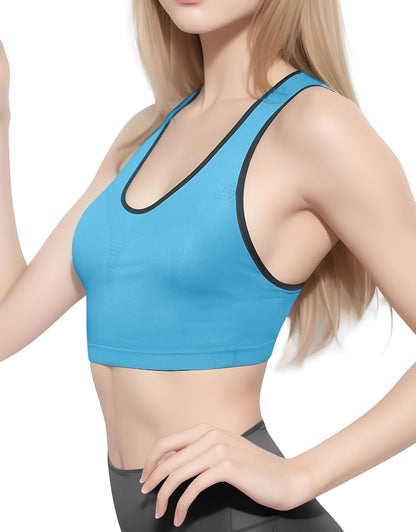 Racerback Sports Bras for Women – Padded Seamless Strappy Workout Tops for Yoga Gym Runing Fitness Sports Bras