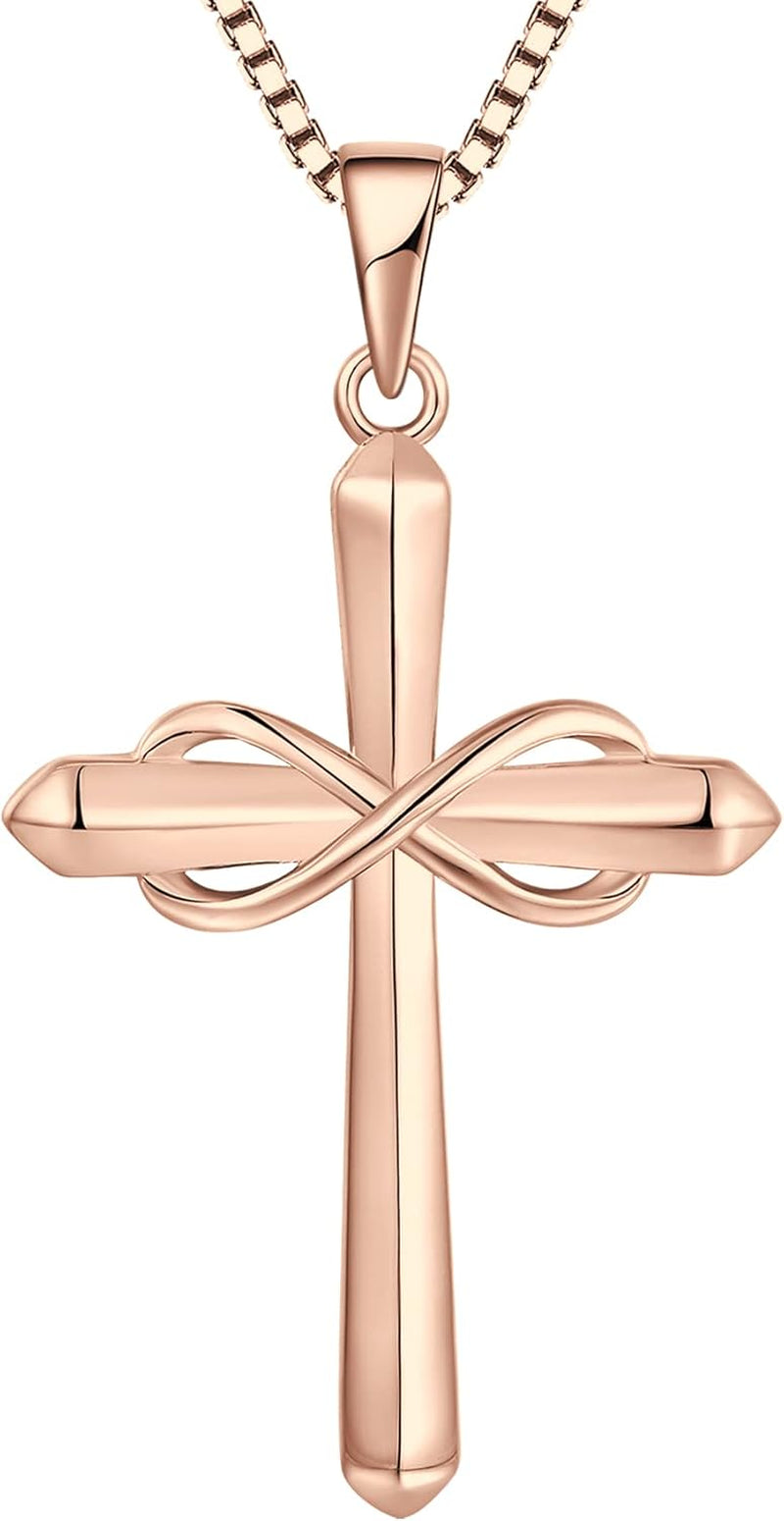 Infinity Cross Necklace for Women 925 Sterling Silver Polished Cross Pendant Crucifix Jewelry Gifts - WORLD TIME VISITS