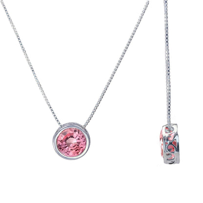 Silver Pink Sapphire Necklace, Slider Solitaire Gemstone Pendant with 16" Box Chain; Pink Sapphire Birthstone Pendant Gemstone for Women by Lotus Stone Design (16, Pink Sapphire)