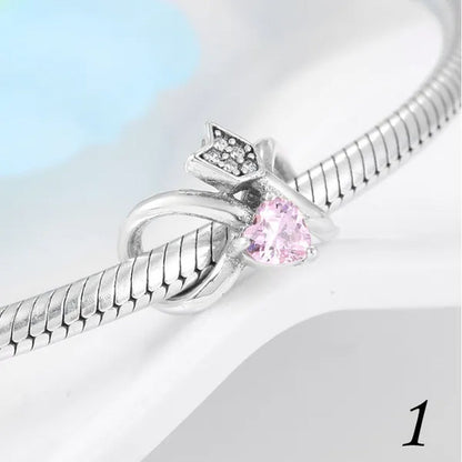 925 Sterling Silver Pink Sister Infinity Love Car Camera Charm Fit Charms Bracelets DIY for Jewelry Making