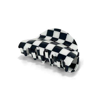 Womens Checkered Hair Clip Medium Checkered Claw Clips Black and White Jaw Clip,3Pack