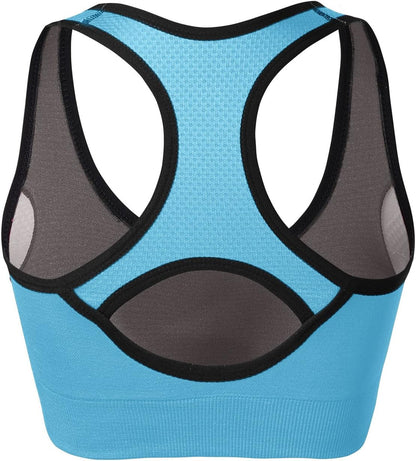Racerback Sports Bras for Women – Padded Seamless Strappy Workout Tops for Yoga Gym Runing Fitness Sports Bras
