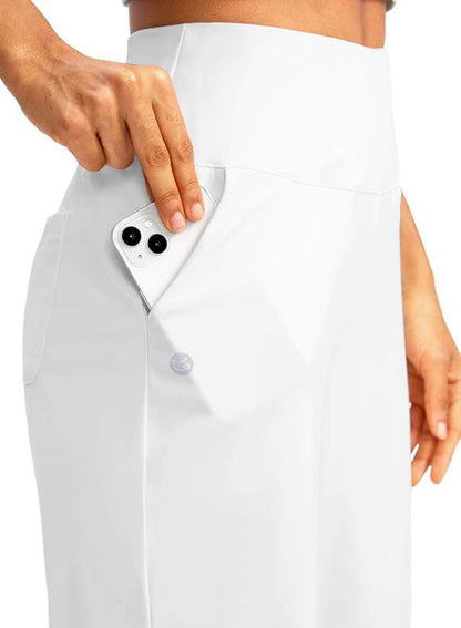 Women'S 12" Bermuda Long Shorts with Pockets High Waisted Stretch Knee Length Shorts for Women Summer Walking