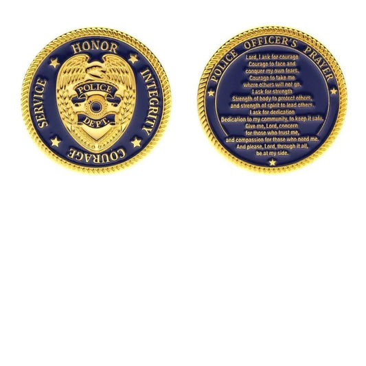 Police Prayer Challenge Coin Token Deluxe Gold Plated Master Coins - WORLD TIME VISITS