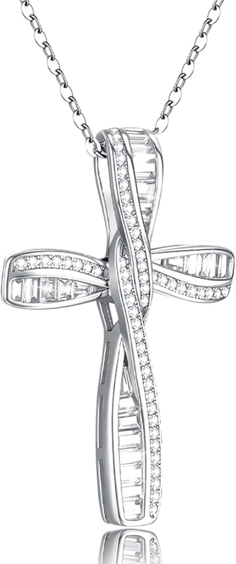 Cross Necklace for Women, 925 Sterling Silver Cross Necklaces, White Gold Cross Pendants,Cubic Zirconia Infinity Loop Cross Pendant Necklace - WORLD TIME VISITS