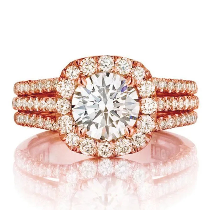 Women Wedding Diamond Ring 18K Gold Micro Pave Diamond Rings for Engagement Ring Jewelry